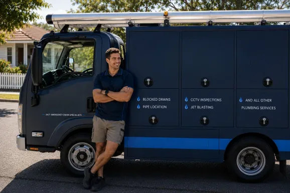 Licensed the Sydney CBD plumber at the van